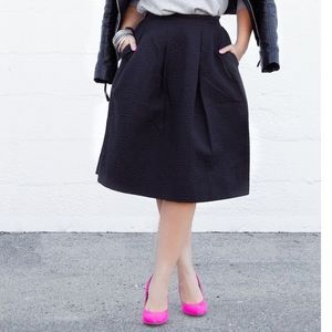 H&M Textured Black Midi Skirt